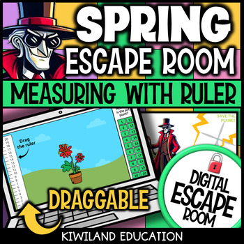 Preview of Spring Earth Day Ruler Measurement Digital Escape Room with Measuring Activity