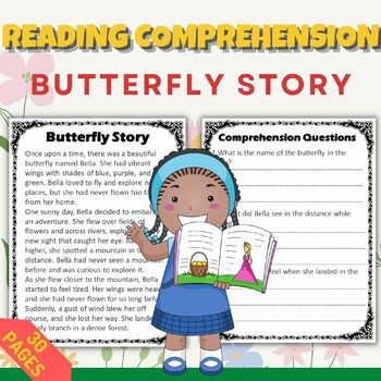 Preview of Spring Earth day Butterfly Reading Comprehension Passages And Questions