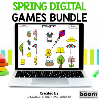 Preview of Spring Speech Therapy Digital Games, Boom Card Games, Incentives