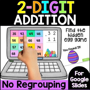 Preview of Spring/Easter 2-Digit Addition without Regrouping Google Slides Game