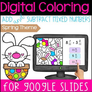 Preview of Spring/Easter Add and Subtract Mixed Numbers with Like Denominators