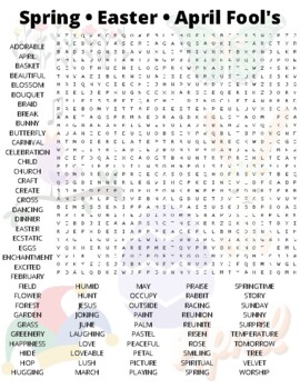 Preview of Spring Easter April No Prep End of Year Activity Word Search Puzzle Worksheet