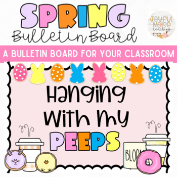 Preview of Spring & Easter Boho Rainbow/Peeps Themed Bulletin Board Kit or Door Decor