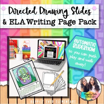 Preview of Spring Easter Bunny Basket Directed Drawing Automatic PPT |ELA Writing Pages