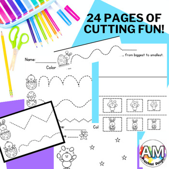 Preview of Spring Easter Bunny Cutting with Scissors Practice - Fine Motor Skills Activity