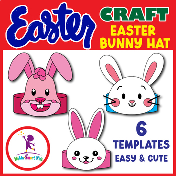 Preview of Spring Easter Bunny Hat Craft - 3 Crown Templates Bunny Headband, Fun Activity