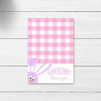 Preview of Spring Easter Bunny Somebunny Loves You Printable Flat Lay Mini Cookie Card