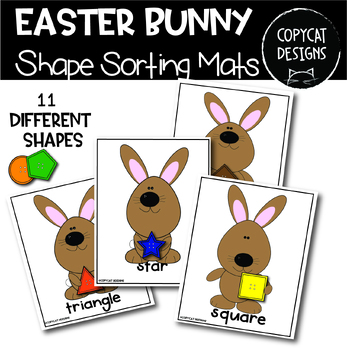 Preview of Spring Easter Bunny Attributes Math Mats Button Shape Sorting