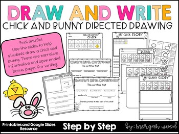 Preview of Spring & Easter Chick and Bunny Directed Drawing and Write to Respond