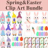 Spring&Easter Clip Art BUNDLE, Bunnies, Gnomes, Eggs, Digi
