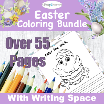 Preview of Spring Easter Coloring & Activity Pages Bunnies Eggs Baskets Mazes Count Writing