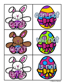 Spring - Easter Contractions Match by Beached Bum Teacher - Kimberly ...