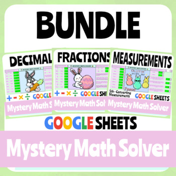 Preview of Spring & Easter - Decimals, Fractions, Measurements - Pixel Art - Bundle