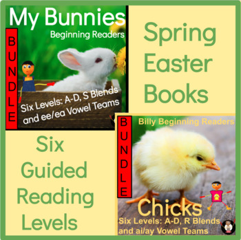 Preview of Spring Easter Differentiated Guided Reading Books Bundle