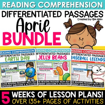 Preview of Spring Easter Differentiated Leveled Close Reading Comprehension Passages BUNDLE