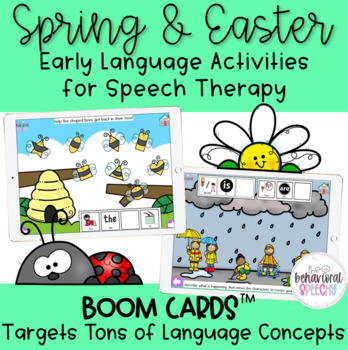 Preview of Spring & Easter Early Language BOOM Cards for Speech Therapy
