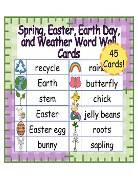 Preview of Spring, Easter, Earth Day, and Weather Word Cards ~ 45 Cards