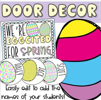 Preview of Spring Easter Egg Door Decorations Bulletin Board Display EDITABLE