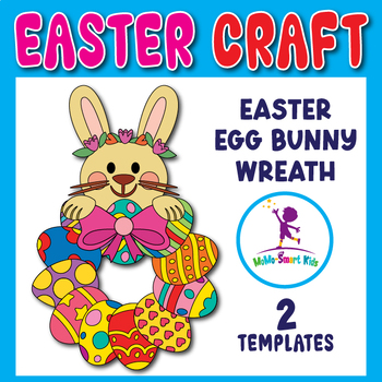 Preview of Spring Easter Egg Wreath Craft, Bunny - 2 Templates (Colored & Black and White)