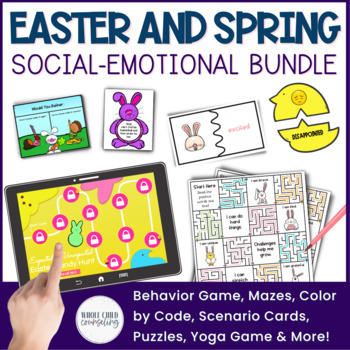 Preview of Easter Spring Feelings and Social Skills SEL Digital and Print Counseling BUNDLE