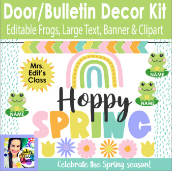 Preview of Spring Easter Frog and Rainbow Bulletin Board or Door Decor Kit