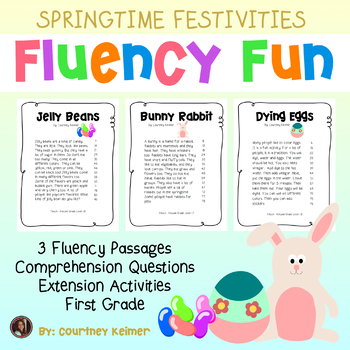 Preview of Spring Easter Fun Fluency Passages & Comprehension Activities {Grade 1}