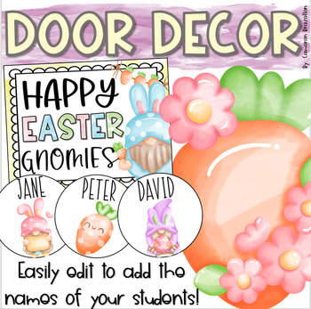 Preview of Spring Easter Gnome Door Decorations Bulletin Board Display EDITABLE