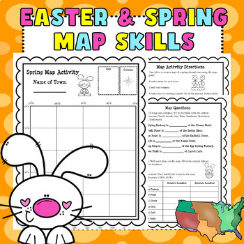 Preview of Spring/Easter Map Project (Absolute and Relative Location & Cardinal Directions)