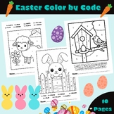 Spring Easter Math Color by Number Code Activities Worksheet
