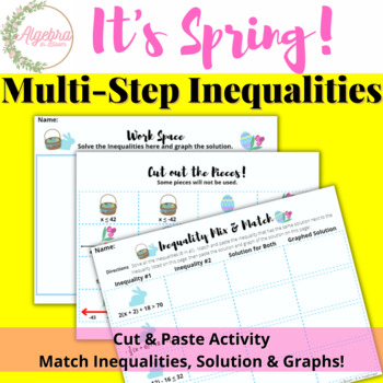 Preview of Spring Easter Math Mix & Match // Solving Algebraic Multi Step Inequalities