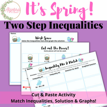 Preview of Spring Easter Math Mix and Match // Solving Algebraic Two step Inequalities