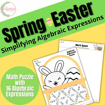 Preview of Spring Easter Math Puzzle // Simplifying Algebraic Expressions Activity