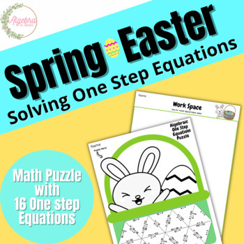 Preview of Spring Easter Math Puzzle // Solving One step Equations Activity