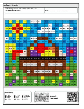 Preview of Easter & Spring Math Secret Image Color-by-Code Worksheet (Division to 13)
