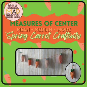 Preview of Spring/Easter Measures of Center Mean Median Mode Math Carrot Craftivity
