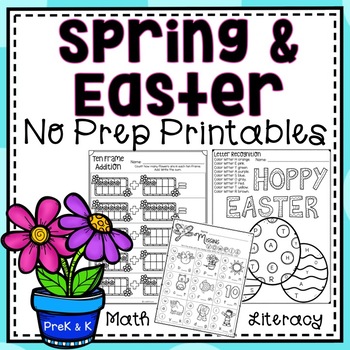 Preview of Spring Easter NO PREP Printables - Kindergarten and PreK