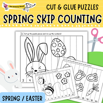 Preview of Spring & Easter Number Puzzle Math Center | Skip Counting 2's, 5's, & 10's