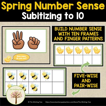 Preview of Spring Number Sense Subitize to 10 | Easter Math | Number Talks 10 frames