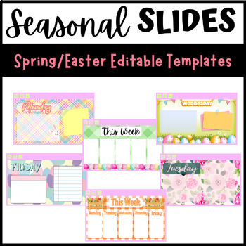 Preview of Spring/Easter Pastel Google Slides Templates Daily Agenda 