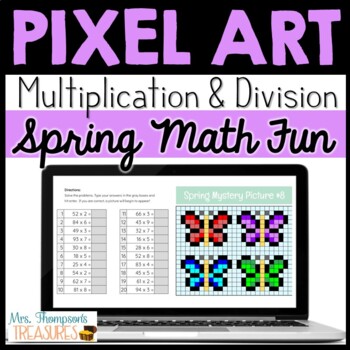 Preview of Spring / Easter Pixel Art Math - 2 & 3 Digit Multiplication & Division