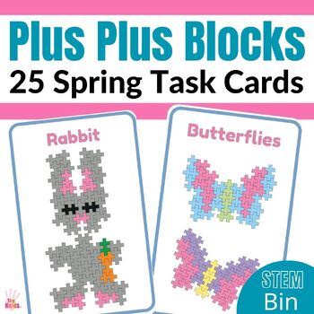 Preview of Plus Plus blocks task cards, Math Center activity for Spring. STEM Morning work