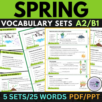 Preview of Spring Easter Vocabulary A2 B1 ESL Speaking task cards worksheets