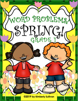 Preview of Spring Easter 20 Word Problems Grades 1 - 2  Task Cards Easel Activity