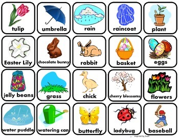 Preview of "Spring & Easter" Words Matching/Flashcards/Memory Game for Autism