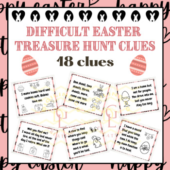 Preview of Easter hard scavenger eggs Hunt context clues task cards game early finishers