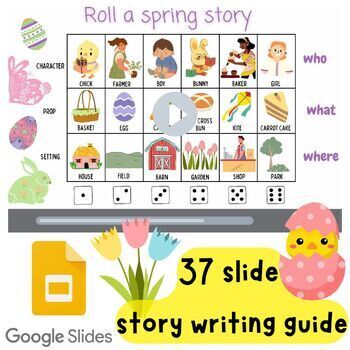 Preview of Spring-Easter theme Writing prompt slides, how to write a short story for april