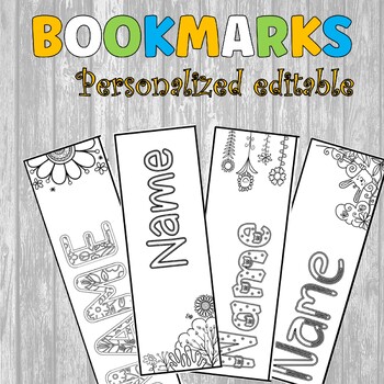 Preview of Spring Editable Bookmarks to Color