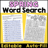 Spring Editable Word Search Puzzle Fun Activities