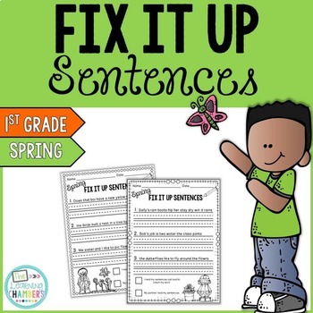 Preview of Spring Editing Sentences: First Grade, Capitalization, Punctuation, Spelling