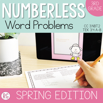 Preview of Spring Numberless Word Problems 3rd Grade